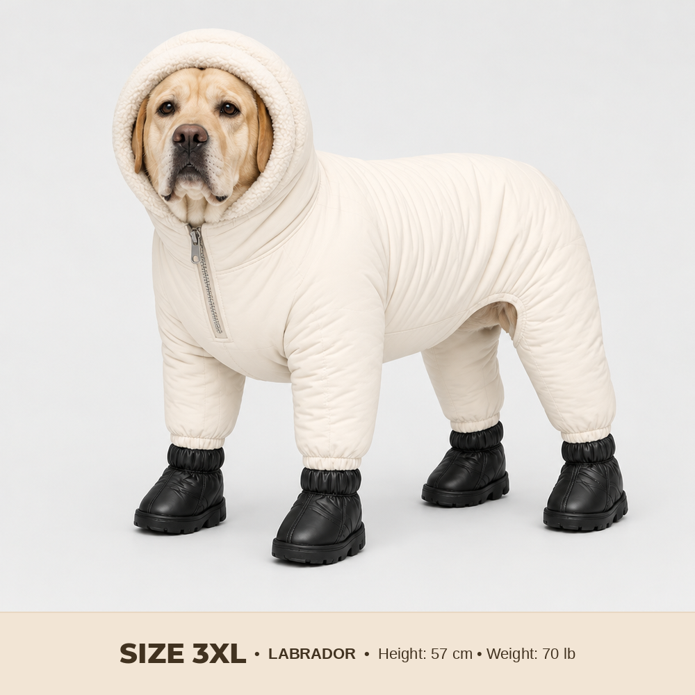PuffPaw suit size 3XL on a Labrador